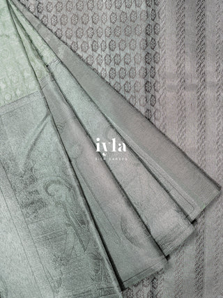 The Krishna Leela Kanjeevaram in Pastel Mint