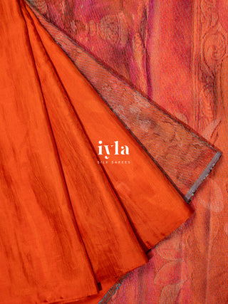 The Divine Drape of Radha Krishna in Burnt Orange