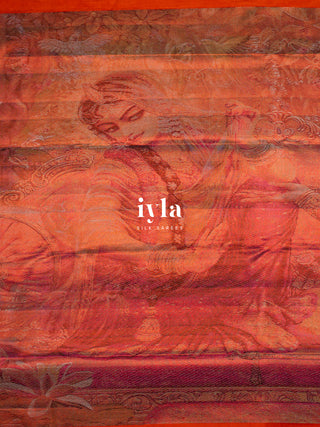 The Divine Drape of Radha Krishna in Burnt Orange