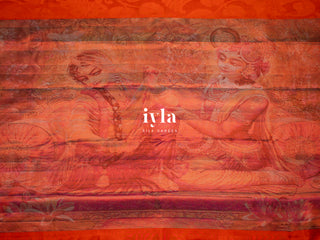 The Divine Drape of Radha Krishna in Burnt Orange