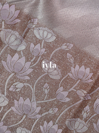 The Twilight Lotus Glow Kanjeevaram Dipped in silver