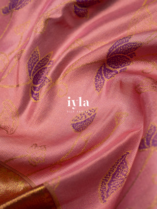 The Lotus DayDream Kanjeevaram in Flamingo Pink