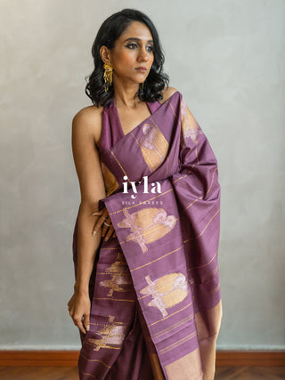 The Love Birds Kanjeevaram Enchantment in Purple Affair