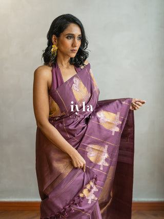 The Love Birds Kanjeevaram Enchantment in Purple Affair