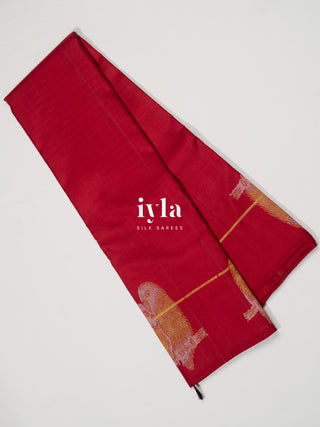 The Love Birds Kanjeevaram Enchantment in Carmine Red