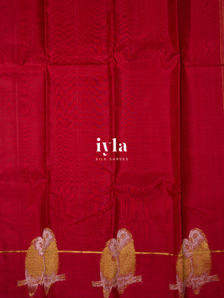 The Love Birds Kanjeevaram Enchantment in Carmine Red