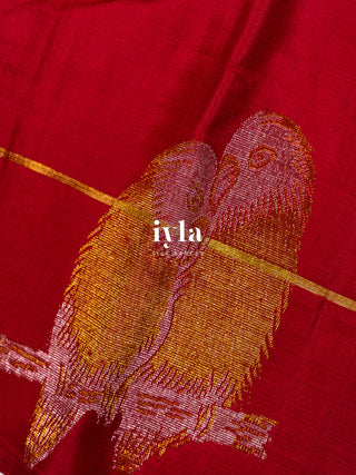 The Love Birds Kanjeevaram Enchantment in Carmine Red