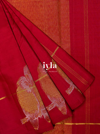 The Love Birds Kanjeevaram Enchantment in Carmine Red