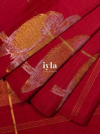The Love Birds Kanjeevaram Enchantment in Carmine Red