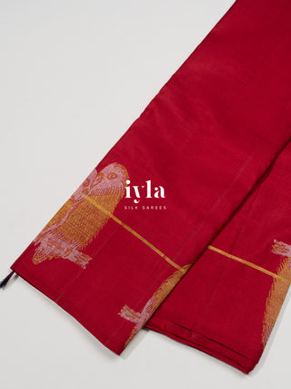 The Love Birds Kanjeevaram Enchantment in Carmine Red