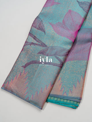 The Trumpet Lily Enchantment Kanjeevaram in Baby Blue
