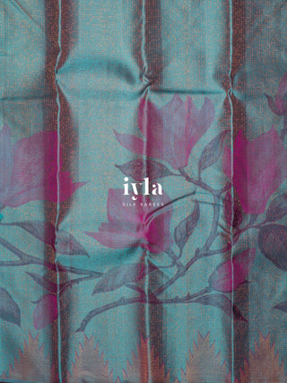 The Trumpet Lily Enchantment Kanjeevaram in Baby Blue