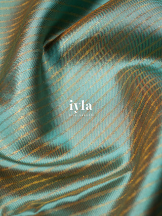 The Tropical Foliage Kanjeevaram in Pearl Aqua