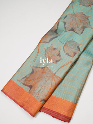 The Tropical Foliage Kanjeevaram in Pearl Aqua