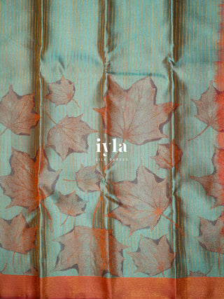 The Tropical Foliage Kanjeevaram in Pearl Aqua