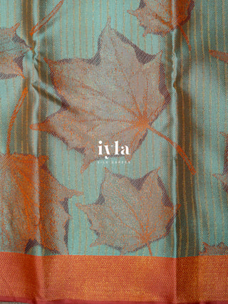 The Tropical Foliage Kanjeevaram in Pearl Aqua