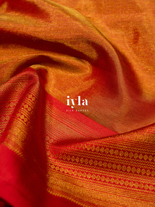 The Crimson Red Marble Theory Silk Saree