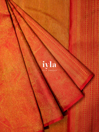 The Crimson Red Marble Theory Silk Saree