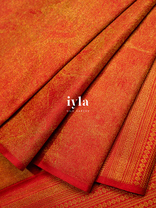 The Crimson Red Marble Theory Silk Saree