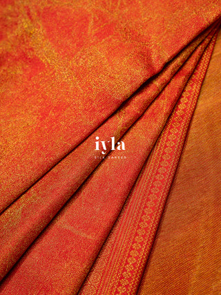 The Crimson Red Marble Theory Silk Saree