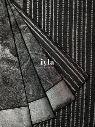 The Obsidian Black Marble Theory Silk Saree