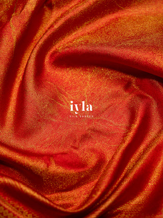 The Crimson Red Marble Theory Silk Saree