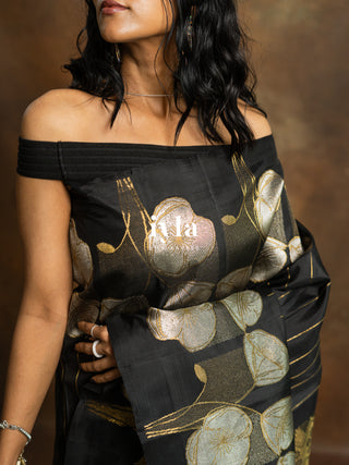 The Moonlit Lily Kanjeevaram in Black