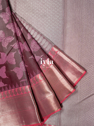 The Butterfly Weave Kanjeevaram in Antique Silver