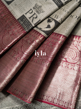 The Miss Morning Brief Kanjeevaram in Antique Silver