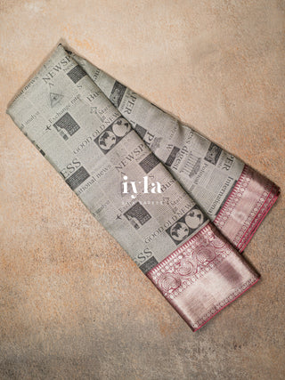 The Miss Morning Brief Kanjeevaram in Antique Silver