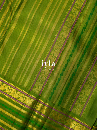 The Periwinkle Garden of Dreams Kanjeevaram in Apple Green