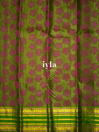 The Periwinkle Garden of Dreams Kanjeevaram in Apple Green