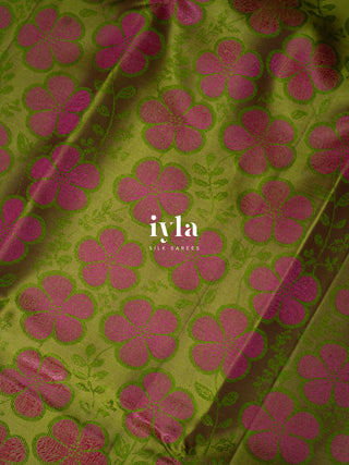 The Periwinkle Garden of Dreams Kanjeevaram in Apple Green