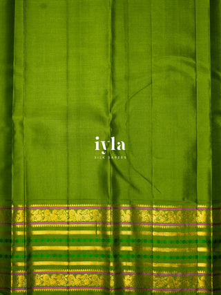 The Periwinkle Garden of Dreams Kanjeevaram in Apple Green