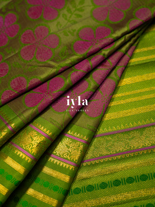 The Periwinkle Garden of Dreams Kanjeevaram in Apple Green