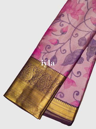 The Enchanted Lotus Pond Kanjeevaram in Orchid Pink