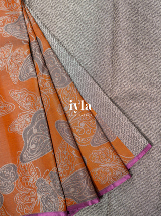 The Butterfly Weave Kanjeevaram in Spanish Orange