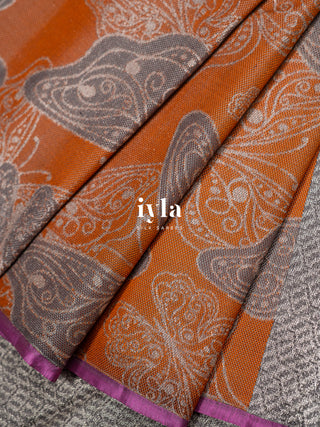 The Butterfly Weave Kanjeevaram in Spanish Orange