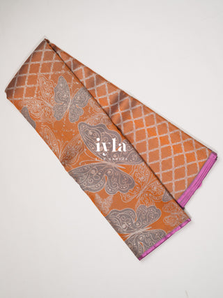 The Butterfly Weave Kanjeevaram in Spanish Orange
