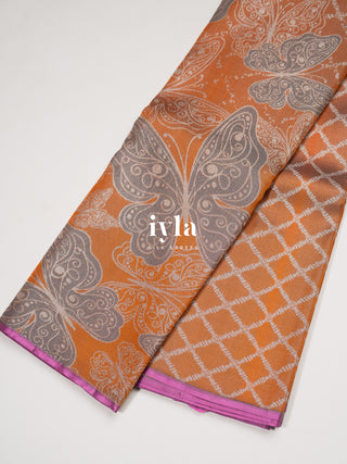 The Butterfly Weave Kanjeevaram in Spanish Orange