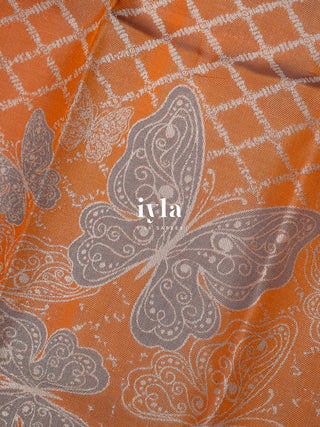 The Butterfly Weave Kanjeevaram in Spanish Orange