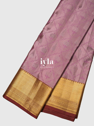 The Ornate Garden Kanjeevaram in Antique Pink
