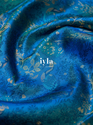 The Peacock Chronicles Kanjeevaram in Azure Blue