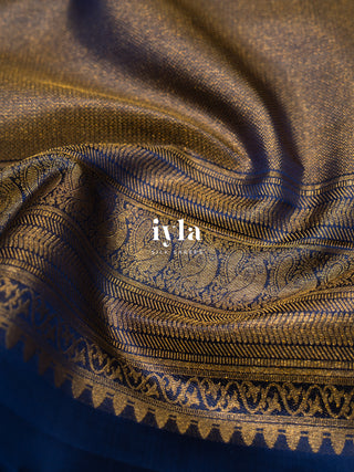 The Peacock Chronicles Kanjeevaram in Azure Blue