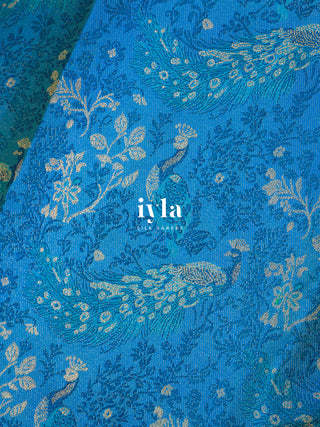 The Peacock Chronicles Kanjeevaram in Azure Blue