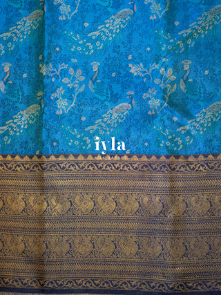 The Peacock Chronicles Kanjeevaram in Azure Blue