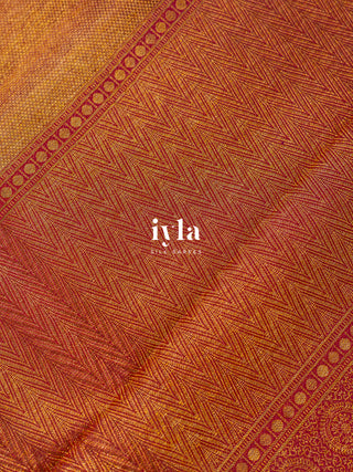 The Peacock Symphony Kanjeevaram in Apricot Orange