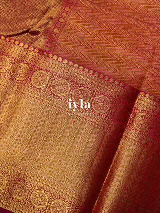 The Peacock Symphony Kanjeevaram in Apricot Orange