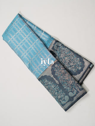 The Peacock Perch Pretty Kanjeevaram in Azure Blue