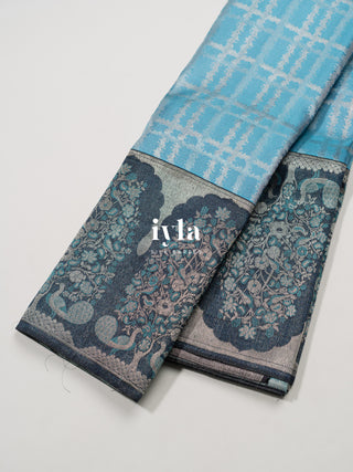 The Peacock Perch Pretty Kanjeevaram in Azure Blue